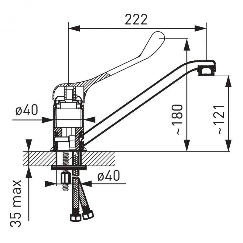 Смесител Ferro Padwa Medico, Хром 