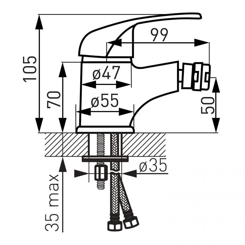 Смесител Ferro Vasto,  За биде,  Хром