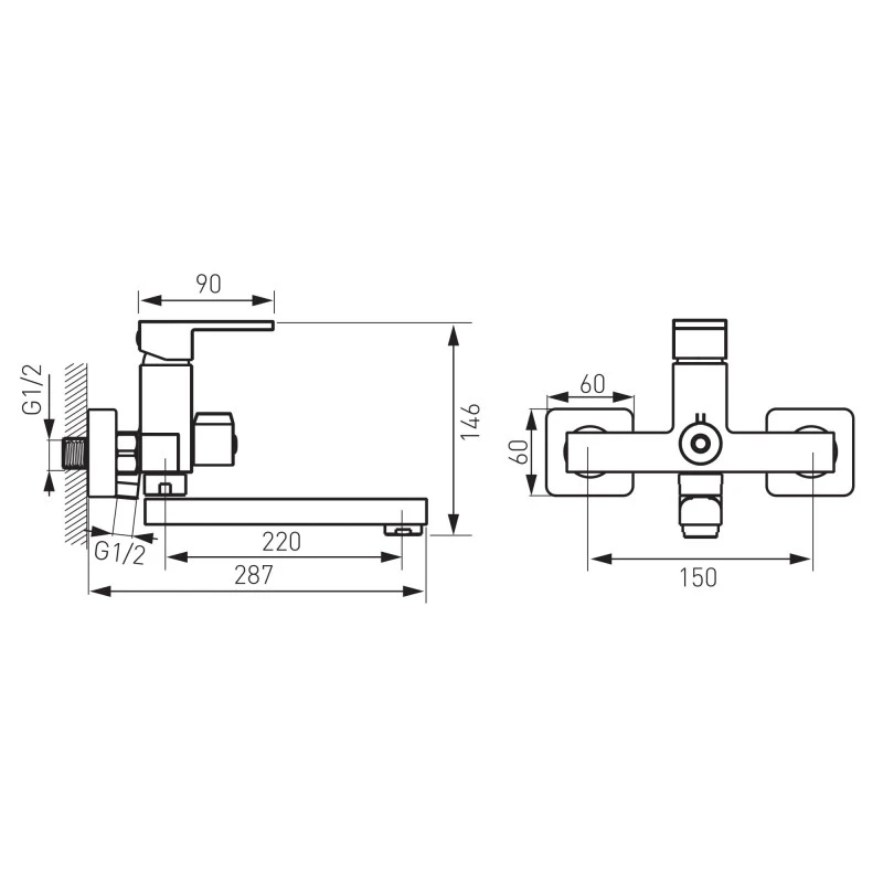 Смесител Ferro Zicco,  Стенен, Керамичен затварящ механизъм