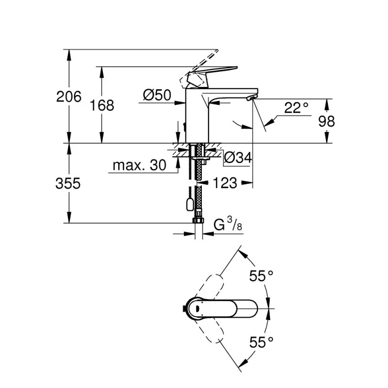 Смесител Grohe Eurosmart Cosmopolitan 23326000 За умивалник M-Размер
