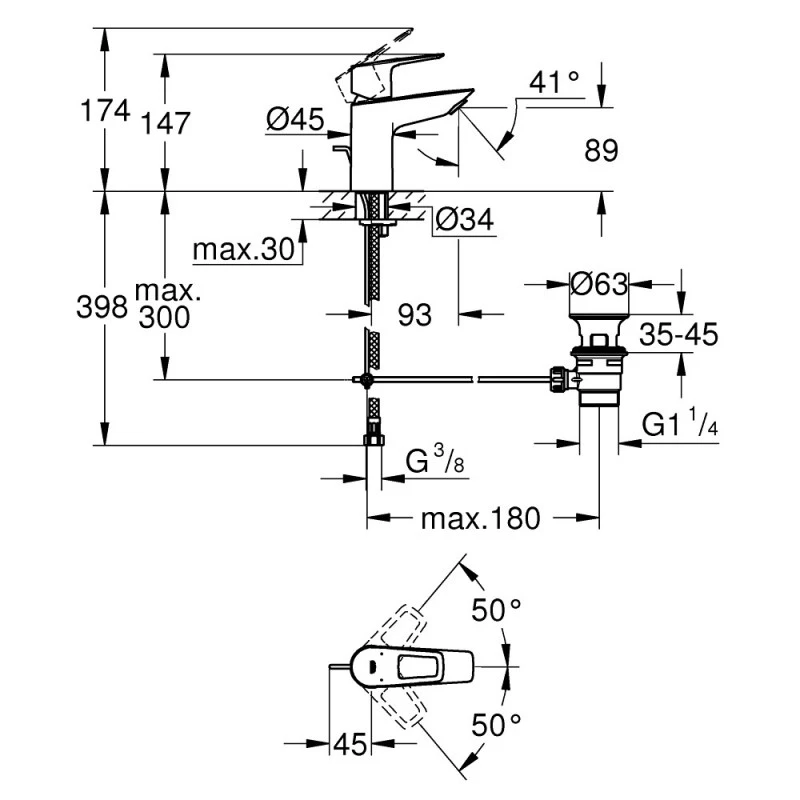 Смесител Grohe Bauloop 23335001 Стоящ За умивалник