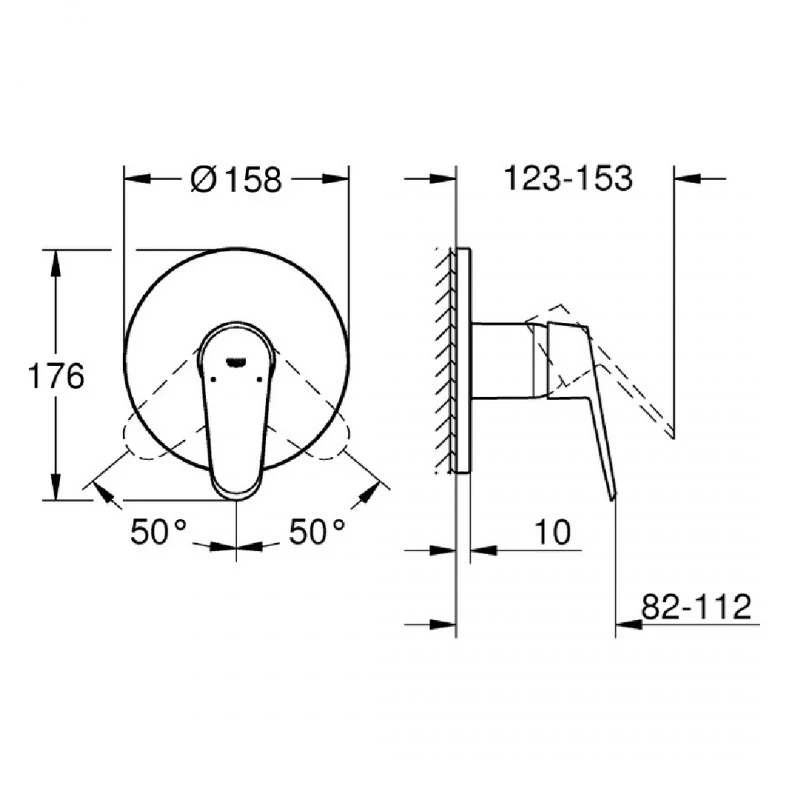 Смесител Grohe Eurodisc Cosmopolitan 24055002, Стенен, За душ, За вграждане, Без тяло за вграждане, Цвят Хром