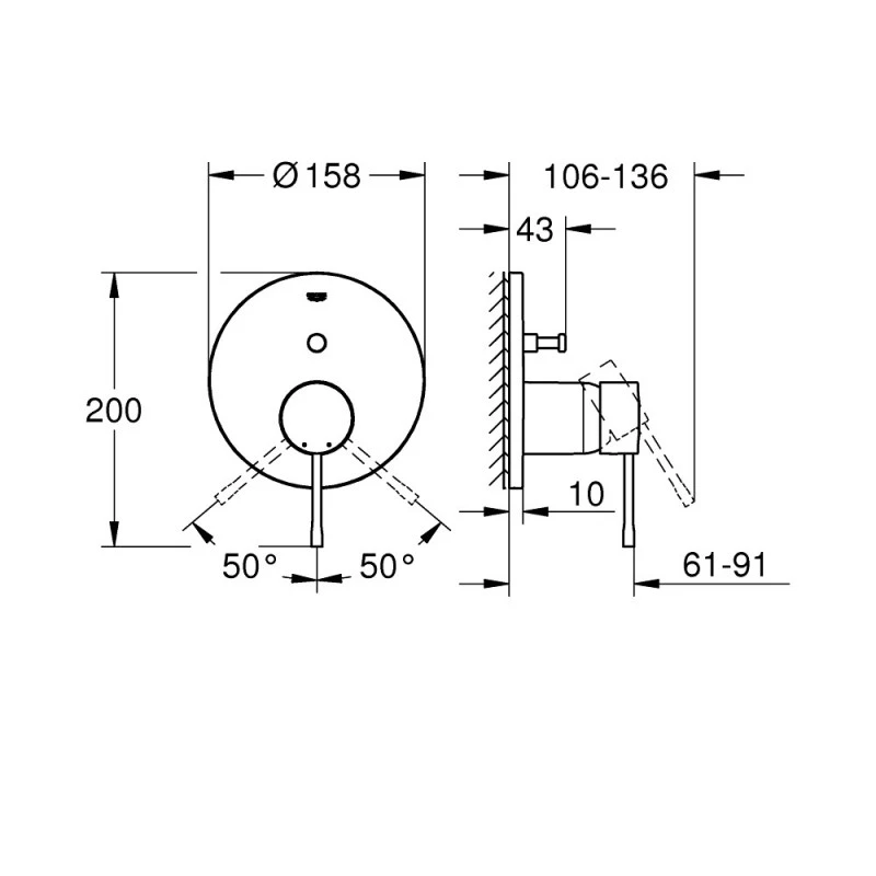 Смесител Grohe Essence New 24058001 За вана/душ Стенен