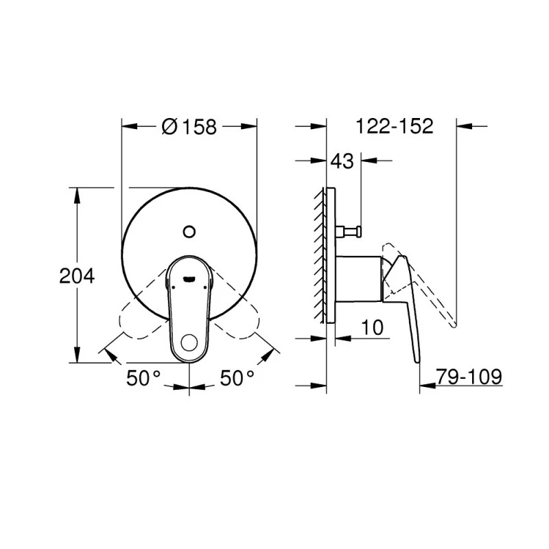 Смесител Grohe Europlus 24060002 За вана/душ Стенен