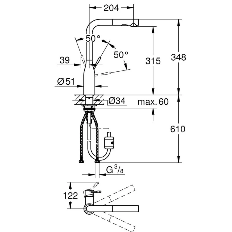 Смесител Grohe Essence 30270DC0  Стоящ  Кухненски