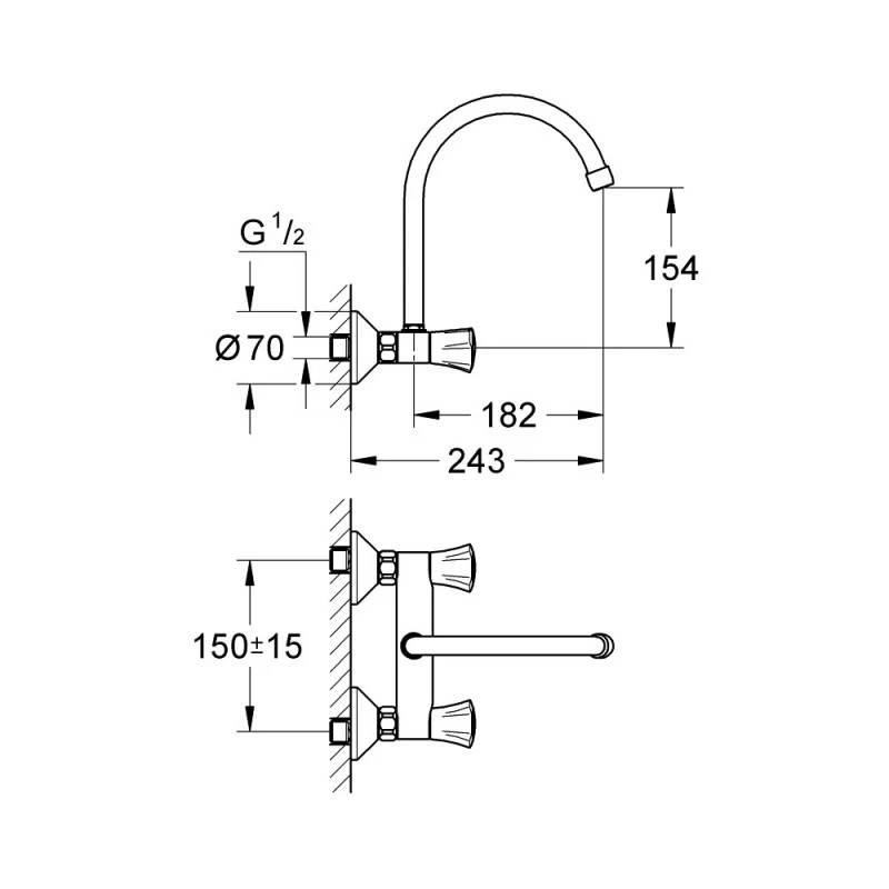 Смесител Grohe Costa L 31191001  Стенен  Кухненски