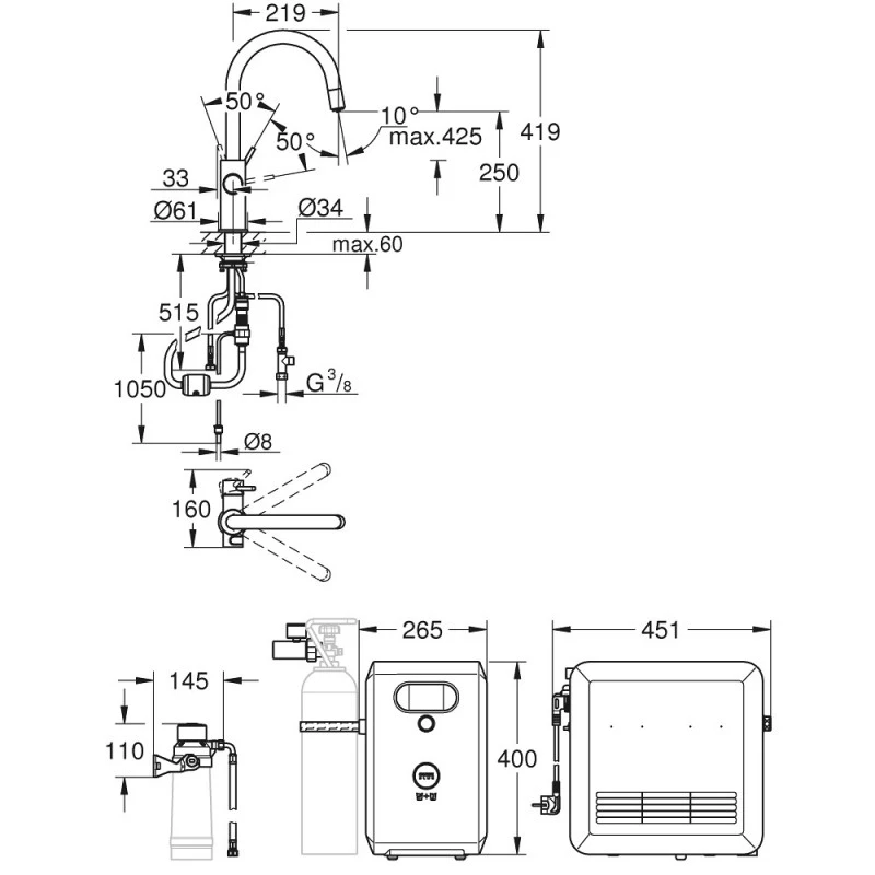 Смесител Grohe Blue Professional 31325DC2 Стоящ Кухненски