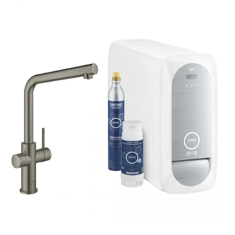 Смесител Grohe Blue Home 31454AL1, Стоящ, Кухненски, С филтър, Цвят Четкан Твърд Графит