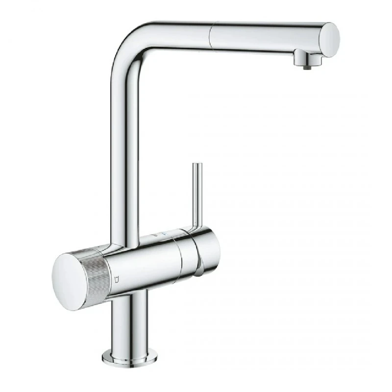 Смесител Grohe Blue Pure Minta 31721000, Стоящ, Кухненски, За филтрирана вода, Издърпващ се аератор, Цвят Хром