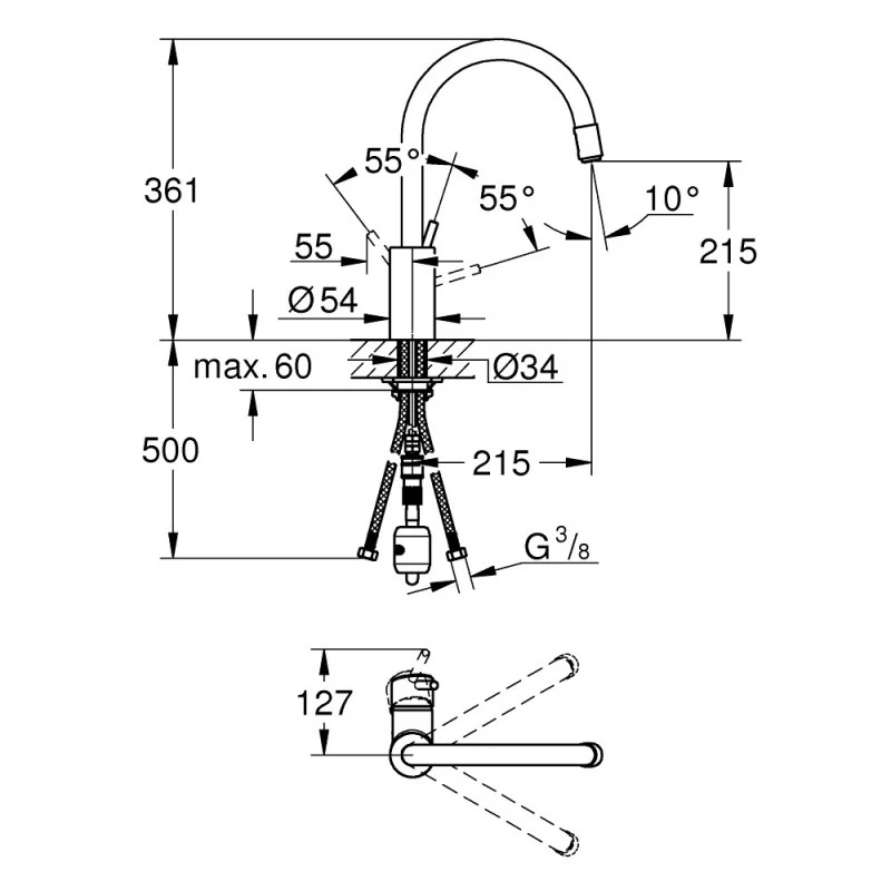 Смесител Grohe Concetto 32663001  Стоящ  Кухненки