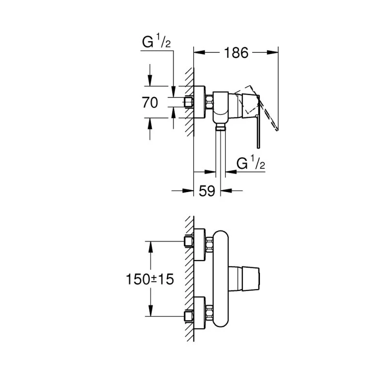 Смесител за душ Grohe Get 32888000 1/2'' Едноръкохватков