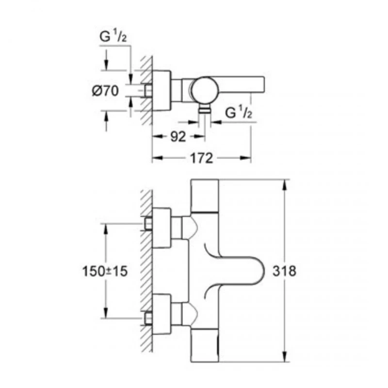 Смесител Grohe Grohtherm 3000 Cosmopolitan 34276000  Стенен  Термостатен