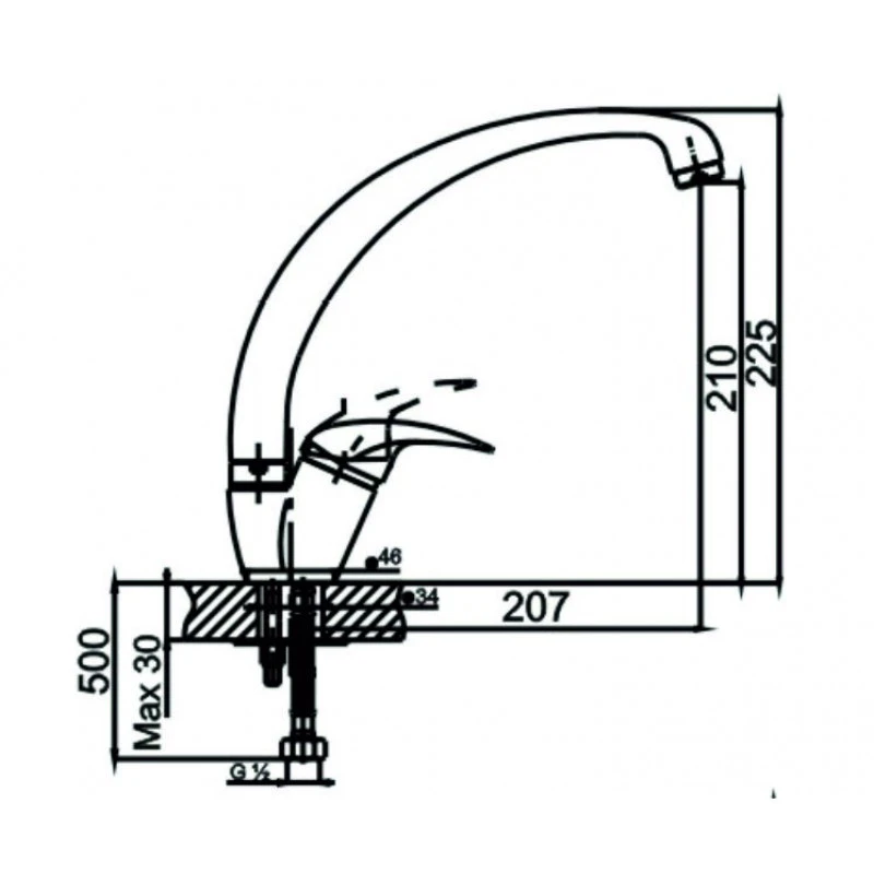 Комплект кухненска мивка Inter Ceramic Пиедмонт ICF 7113022 7313  С десен плот  Стоящ смесител с висок и въртящ се чучур,  Цвят хром