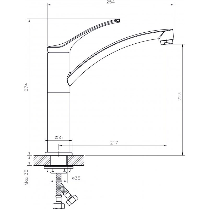 Комплект кухненска мивка Inter Ceramic Lux Kitchen Line ICF 7153066  С плот  Обръщаема,  79 x 44 см