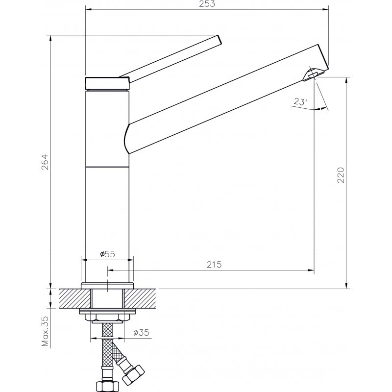 Комплект кухненска мивка Inter Ceramic Lux Kitchen Line ICF 7187186  Без отцедник  Стоящ смесител с висок чучур,  Цвят хром