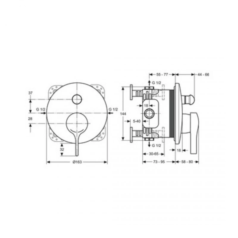 Смесител Ideal Standard Melange A4720AA  Стенен  За вана/душ  За вграждане