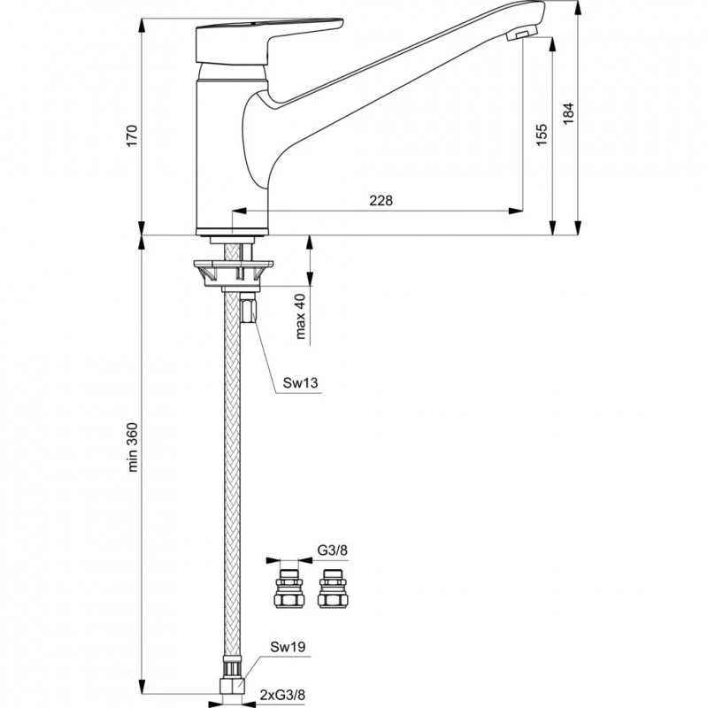 Смесител Ideal Standard Connect Blue B9931AA  Стоящ  Кухненски  Цвят Хром