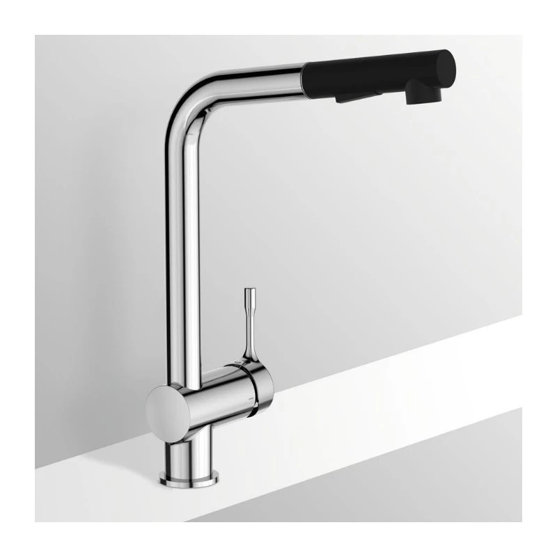 Смесител Ideal Standard Ceralook BlueStart BC178AA, Стоящ, Кухненски, Въртящ се чучур, Изтеглящ се душ с 2 функции, Цвят Хром