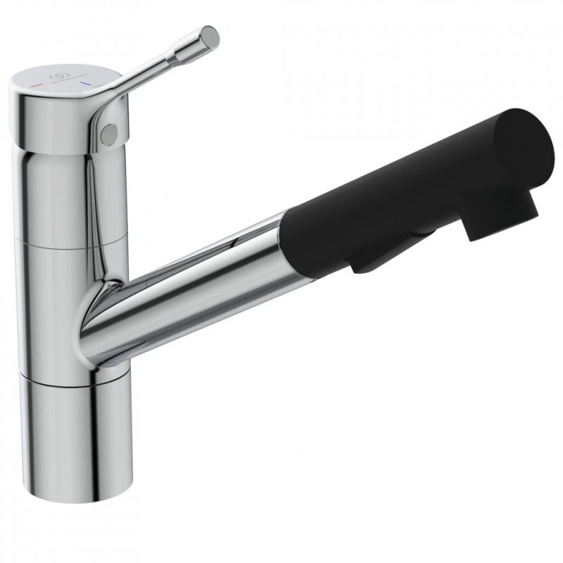 Смесител Ideal Standard Ceralook BC297AA, Стоящ, Кухненски, Въртящ се чучур, Изтеглящ се душ, Цвят Хром