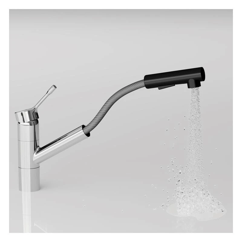 Смесител Ideal Standard Ceralook BC297AA, Стоящ, Кухненски, Въртящ се чучур, Изтеглящ се душ, Цвят Хром