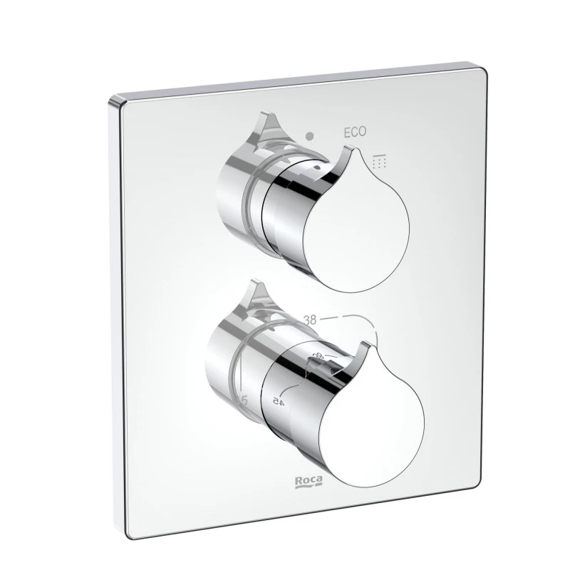 Смесител Roca Insignia A5A2C3AC00, Стенен, За душ, Термостатен, За вграждане, Комплект с вътрешно тяло RocaBox A525869403, Цвят Хром