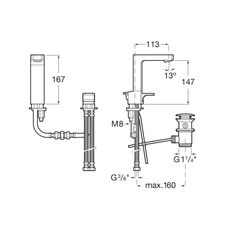 Смесител Roca L90 A5A3801C00, Стоящ, За умивалник, Цвят Хром