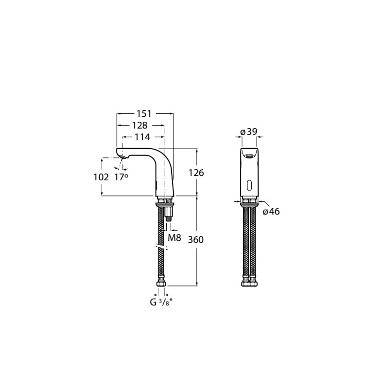 Електронна батерия за умивалник Roca L20 A5A5609C00, За вода с постоянна температура, Захранване с батерии, Цвят Хром