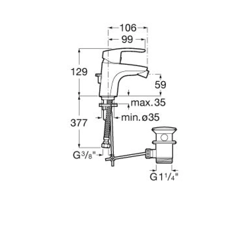 Смесител Roca Monodin A5A6098C00, Стоящ, За биде, С Автоматичен изпразнител, Цвят Хром