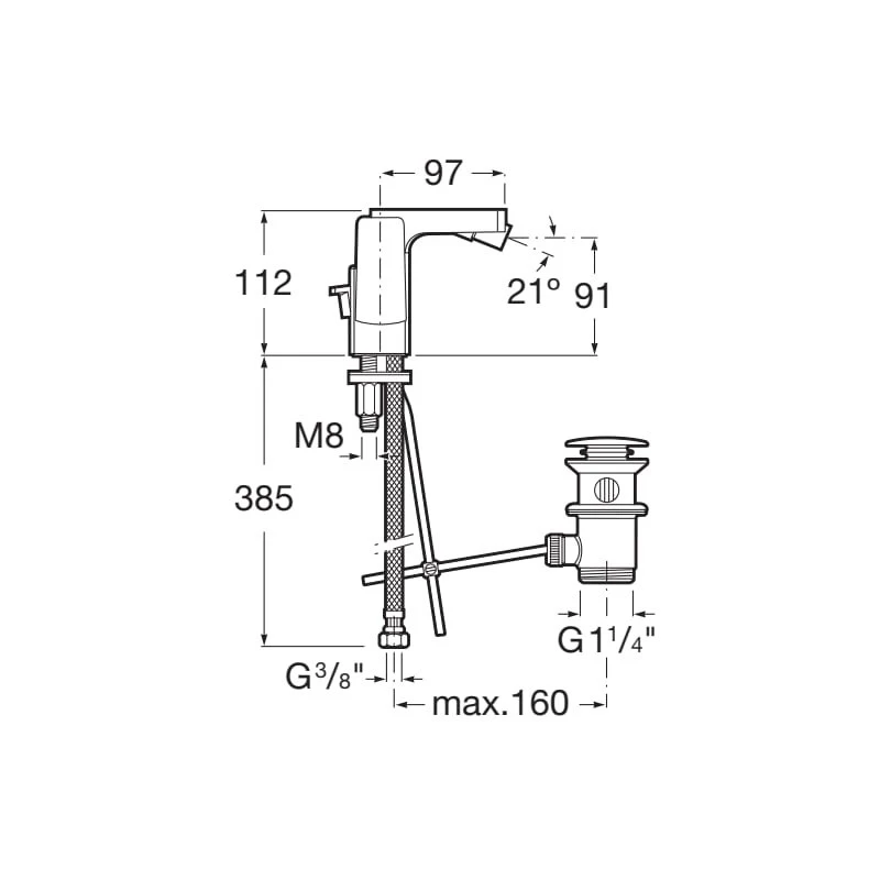 Смесител Roca L90 A5A6301C00, Стоящ, За биде, Цвят Хром