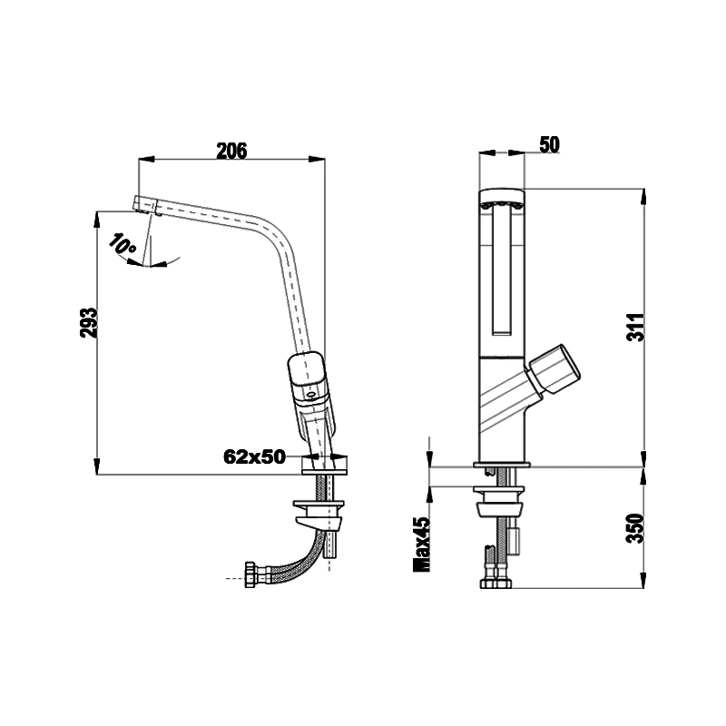 Смесител Teka Maestro Operca Ico 915 116030009, Стоящ, Кухненски, Въртящ се чучур, Цвят Хром