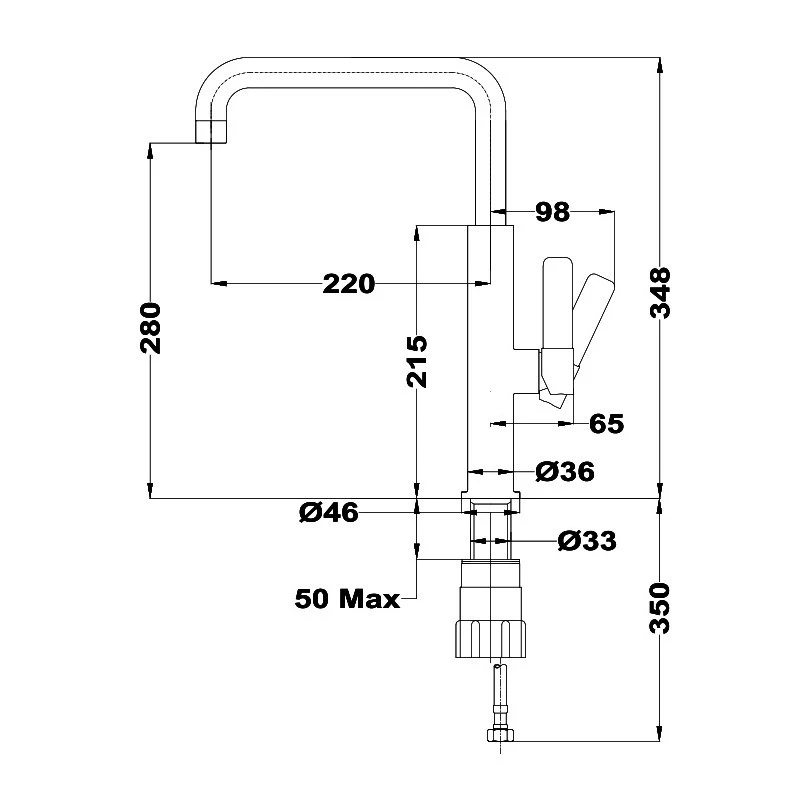 Смесител Teka Total Formentera Top Fot 994 116030029, Стоящ, Кухненски, Въртящ се чучур, Цвят Хром