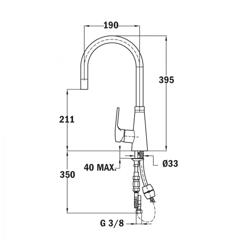Смесител Teka Total Vita K 938 Pull-out 249380200, Стоящ, Кухненски, Изтеглящ се дущ, Въртящ се чучур, Цвят Хром