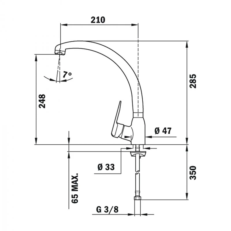 Смесител Teka Easy Inca 914 5391412, Стоящ, Кухненски, Въртящ се чучур, Цвят Хром