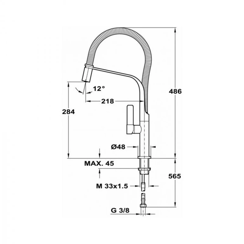 Смесител Teka Maestro FO 997 62997020FN, Стоящ, Кухненски, Подвижен душ, Цвят Хром