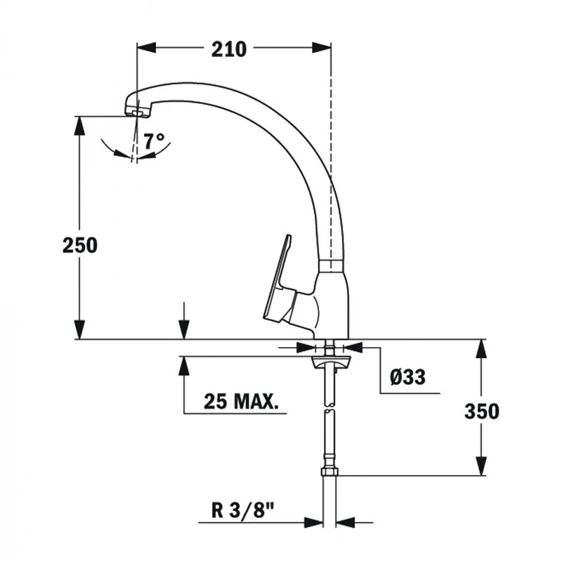 Смесител Teka Easy MF-2 ProJECT 8191462, Стоящ, Кухненски, Въртящ се чучур, Цвят Хром