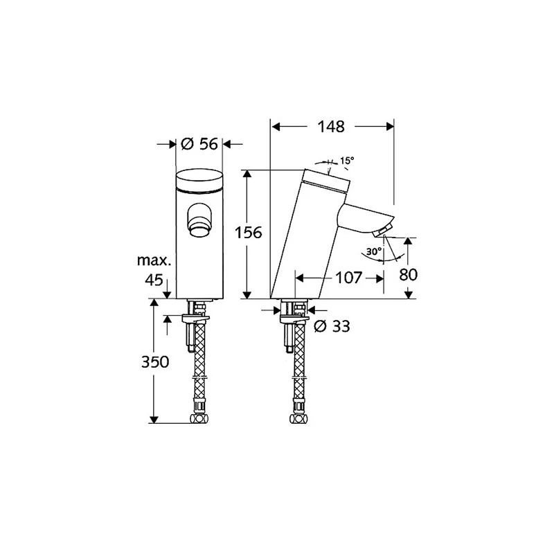 Смесител за умивалник Schell, Самозатварящ се, С Push бутон, Анти-вандал 