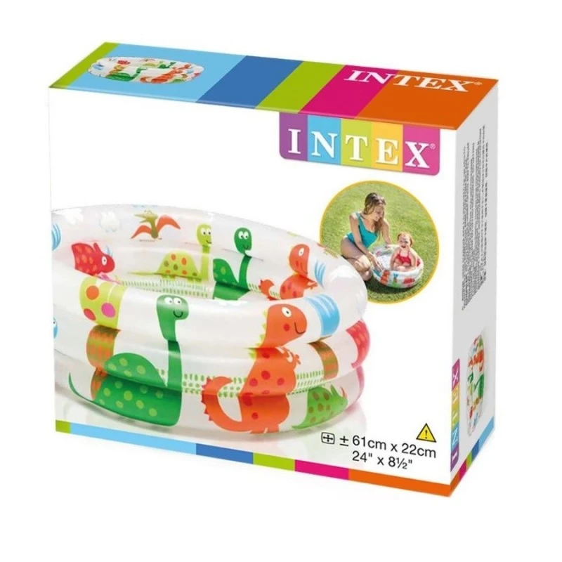 Детски надуваем басейн INTEX, Динозаври, 3 ринга, Dino baby pool, 61 х 22 см