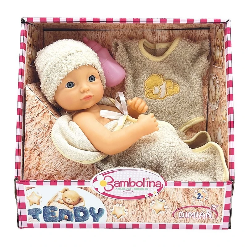 Комплект Кукла-бебе (34см) с дрешки и аксесоари, Bambolina Teddy, 35x11x32 cm