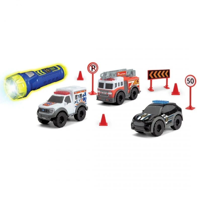 Игрален комплект Dickie Toys SOS - Micro, 3 броя автомобили, 15 x 5 x 10 cm