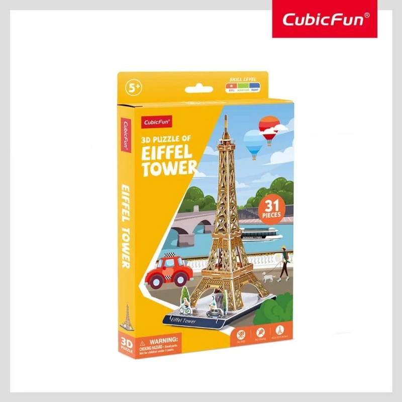 CubicFun Пъзел 3D Eiffel Tower, 31 части, 1.8x16x25 см., 5+ години