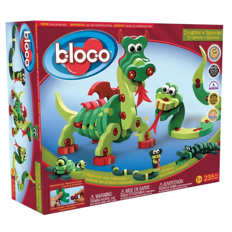 Пъзел Bloco 3D EVA ДРАКОНИ и ВЛЕЧУГИ, 235 елементи, Dragons & Reptiles, 5+ години