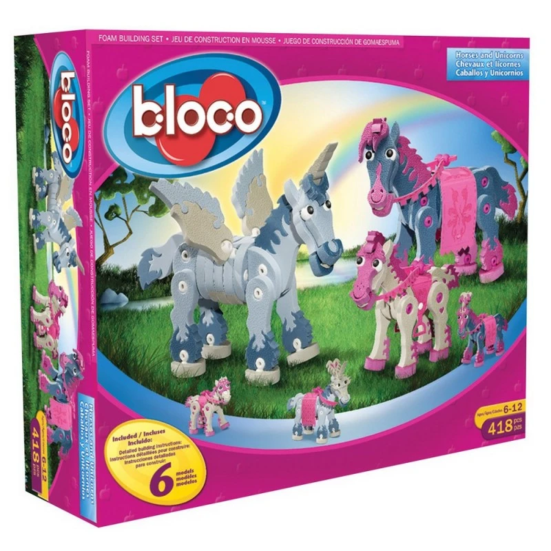 Пъзел Bloco 3D EVA, ПОНИТА и ЕДНОРОЗИ, 418 елемента, Horses & Unicorns, 6+ години