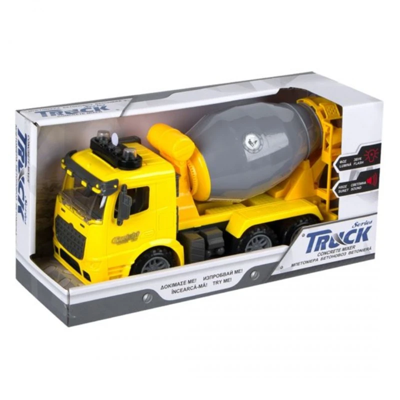 Бетоновоз със светлини и звуци, 30x11x16 см., Жълт, 3+ години