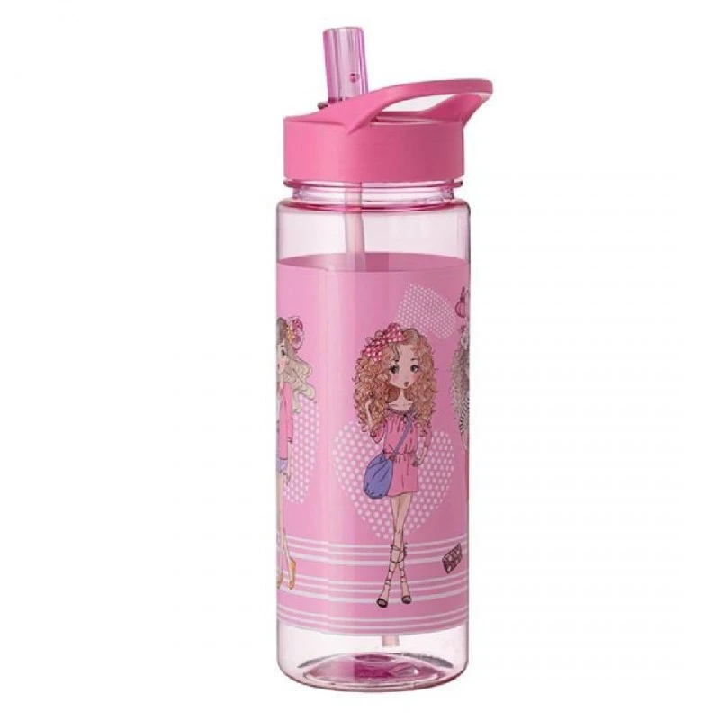Пластмасова бутилка “Flip Top“-“Fashion Girls“, розова 650мл