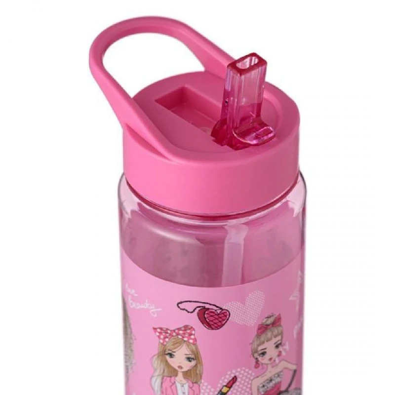 Пластмасова бутилка “Flip Top“-“Fashion Girls“, розова 650мл