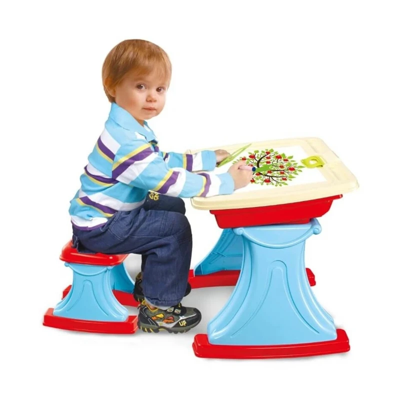 Комплект маса за рисуване с табуретка KinderSafe, 47 х 47 х 43 cm, 2 части