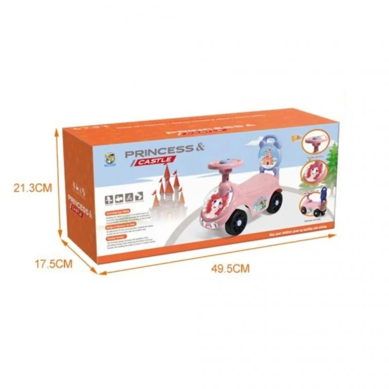 Детска кола за баланс и прохождане Princess, Със звуци, 50 х 40 х 22 см, 3 + години