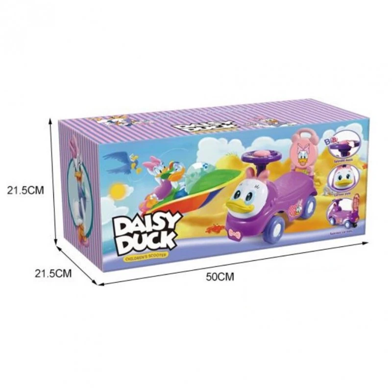 Детска кола за баланс и прохождане Duck Daisy, Със звуци и бутон за сигнализация, 52 х 39,5 х 23 см, 1,5 + години