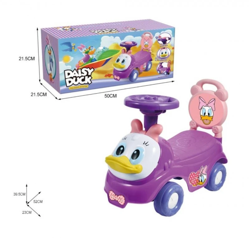 Детска кола за баланс и прохождане Duck Daisy, Със звуци и бутон за сигнализация, 52 х 39,5 х 23 см, 1,5 + години