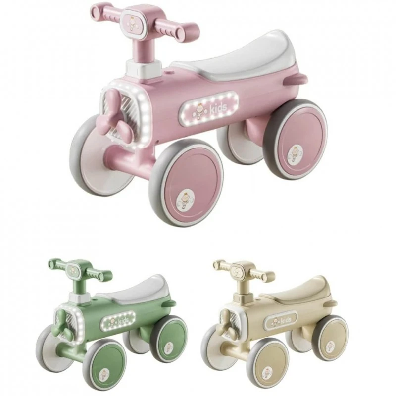 Детско колело за баланс и прохождане Kids, Със звукови и светлинни ефекти, Подвижна перка, 56.5X26.5X41.5 cm, 1,5 + години